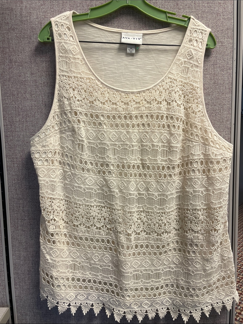 Ava & Viv Cream Crochet Lace Sleeveless Camisole